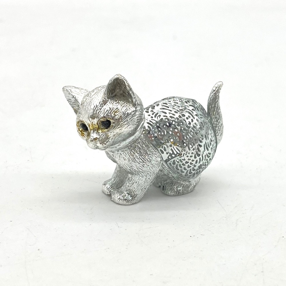 Christofle Lumiere Silver Plated Kitten Cat Figurine Miniature France